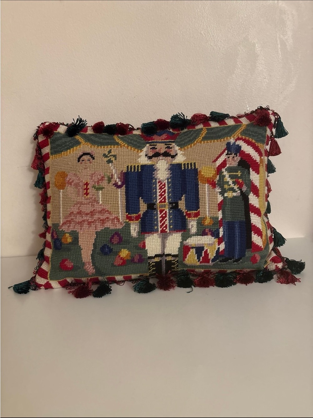 Handmade Nutcracker Holiday Throw Pillow - Multicolor